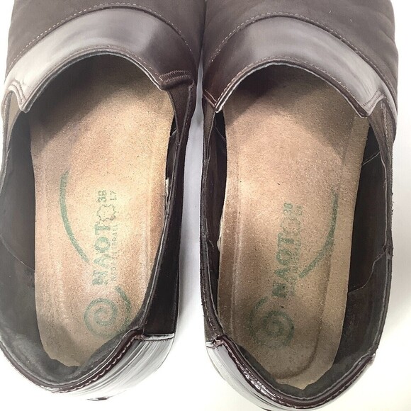 NAOT Leather Womens Slip On Loafers Shoes Size 7 - 7.5 38 Brown Flats - Picture 5 of 10